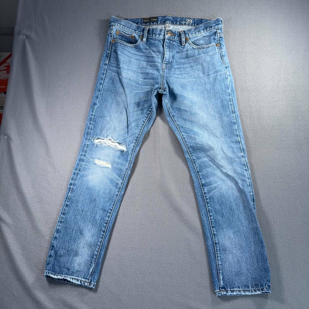 J‎ Crew Slim Broken-In Boyfriend Jeans 29 Whisker Fade Distressed 34x28.5